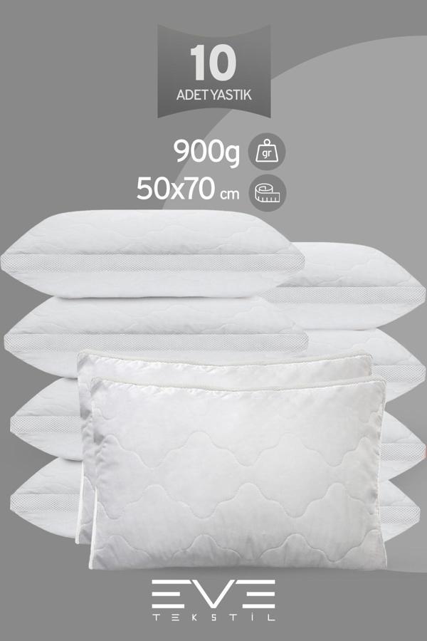 10 Adet Klimax Beyaz Serisi Kılıflı Fermuarlı Klimali Antialerjik Silikon Nano Elyaf Yastık 50x70cm  - Image 1