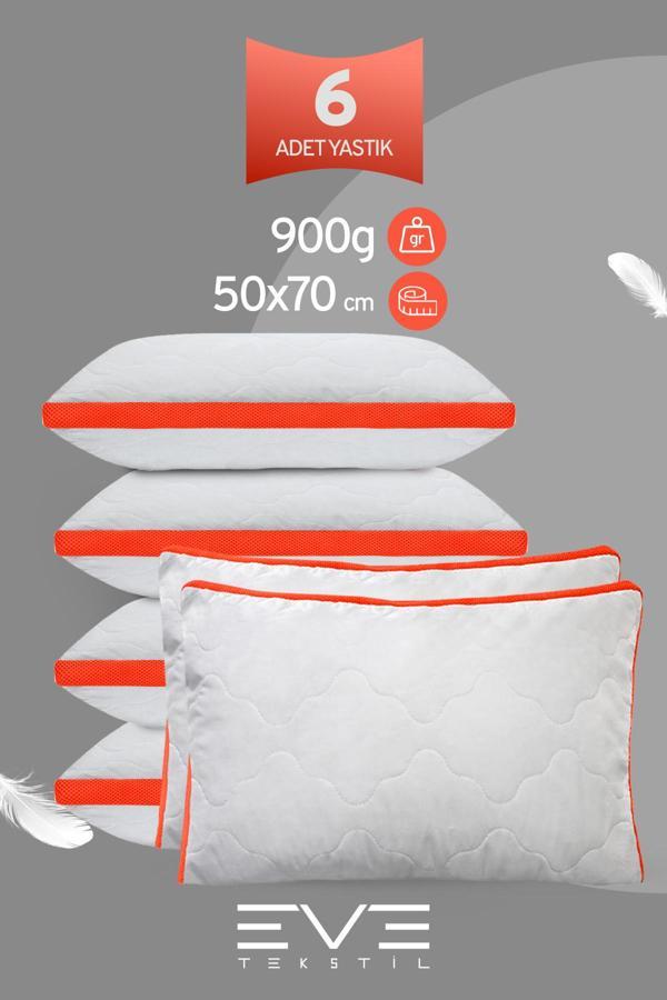 6 Adet Klimax Turuncu Serisi Kılıflı Fermuarlı Klimali Antialerjik Silikon Nano Elyaf Yastık 50x70cm  - Image 1