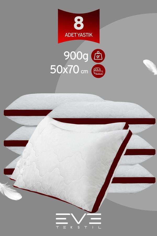 8 Adet Bordo Serisi Kılıflı Fermuarlı Klimali Antialerjik Silikon Nano Elyaf Yastık 50x70cm  - Image 1