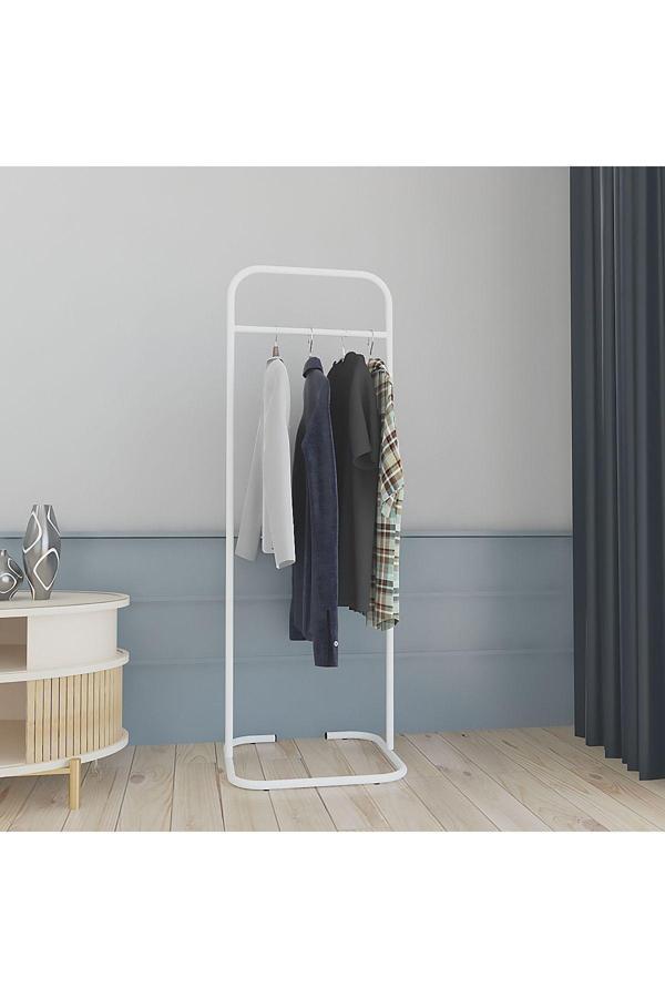 Metallica Concept Butik Dik Tekli Beyaz Konfeksiyon Askısı Ayaklı Askılık Elbise Askılığı - Image 1