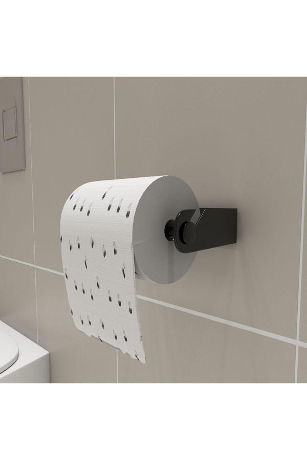 Metallica Concept Gediz Metal Paslanmaz Siyah Tuvalet Kağıtlığı Yapışkanlı Kağıtlık Wc Tuvalet Kağıtlık - Image 1