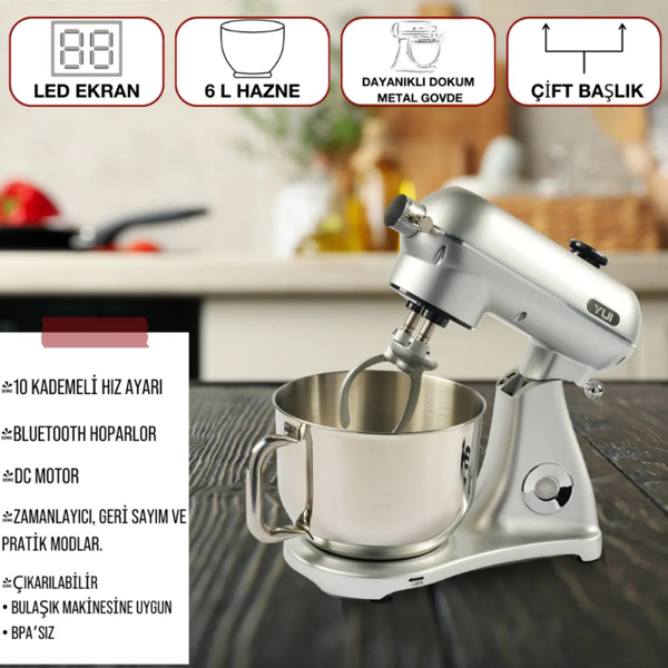 Easy Chef M122 Plus 1000w Stand Mikser Gümüş - Image 1