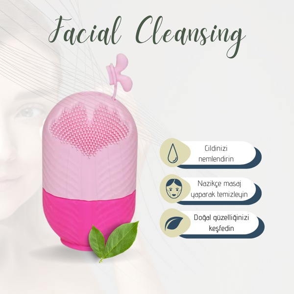 Silikon Yüz Temizleme Ve Buz Masaj Aleti Pembe - Image 1