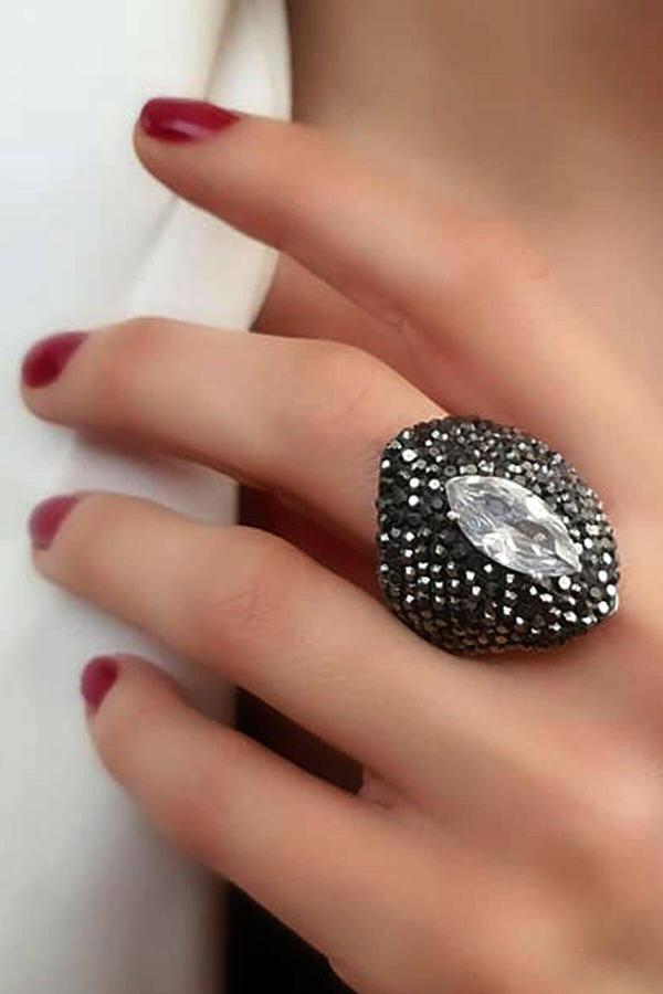 Swarovski taşlı gümüş mekik yüzük  - Image 1