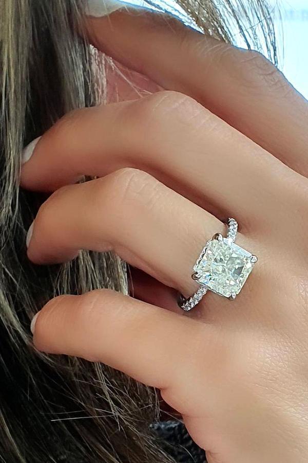 Sky Diamond 925ayar Gümüş Üzerine Beyaz Altın Kaplama Tek Taş Yüzük - Image 1