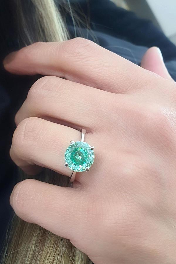 Sky Diamond Green Tanzanit Taşlı 925ayar Gümüş İce Cut Tek Taş Yüzük  - Image 1