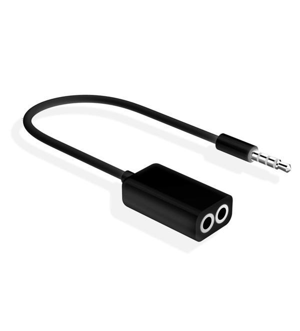 Mp3 Mp4 iPod iPhone iPad Pc Notebook Kulaklık Çoklayıcı Splitter - Siyah - Image 1