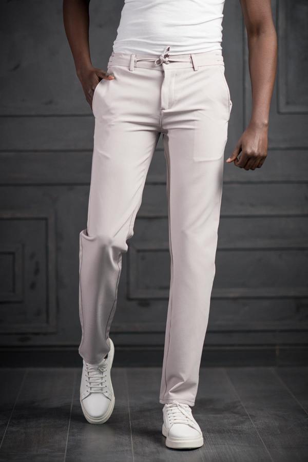 Beli Lastikli Ve İplikli Likralı Slimfit Yazlık Kumaş Jogger Pantolon  - Image 1