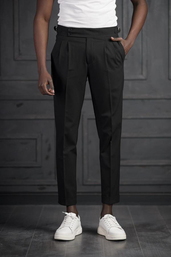 Perpant Slimfit Çift Pileli Kemer Tokalı Yazlık Kumaş Pantolon - Image 1