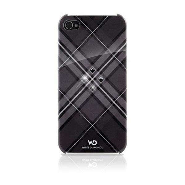 White Diamonds iPhone 4/4S Swarovski Grid Desenli Kılıf - Siyah (Outlet) - Image 1