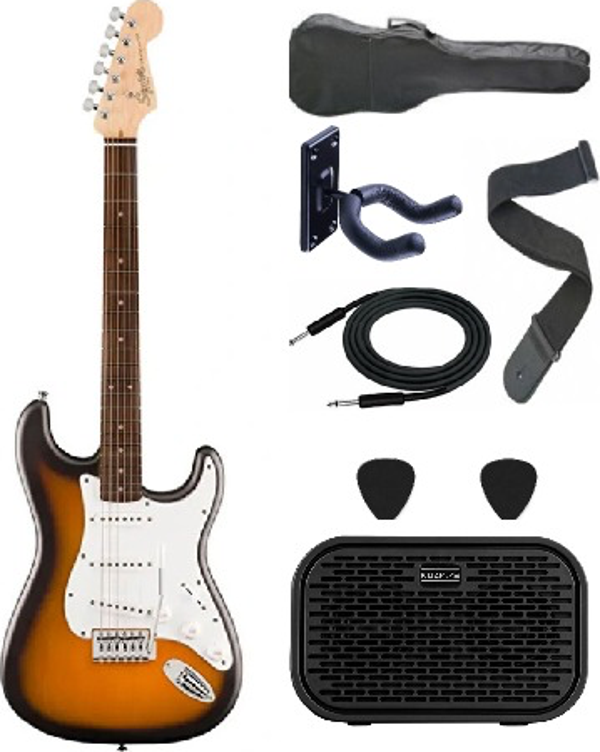 Squier Debut Serisi Stratocaster Laurel Klavye 2 Ton Sunburst Elektro Gitar Seti - Image 1