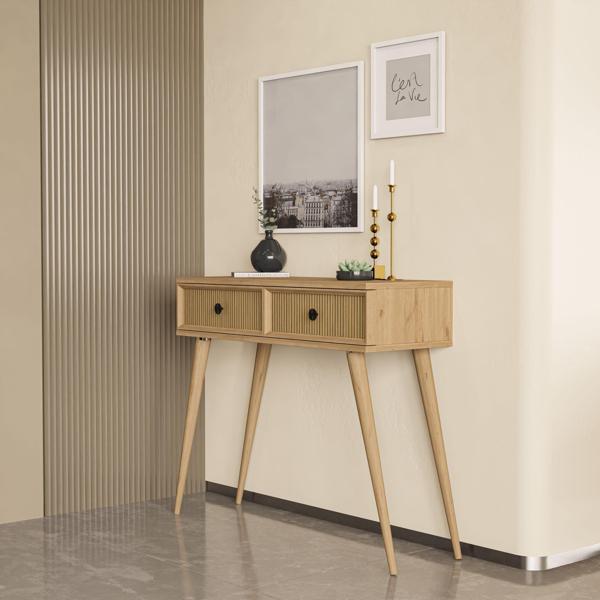 6025 LUNA (AHŞAP AYAKLI) MDF PROFİL ÇERÇEVELİ 2 ÇEKMECELİ DRESUAR SEPET-YUNUS - Image 1