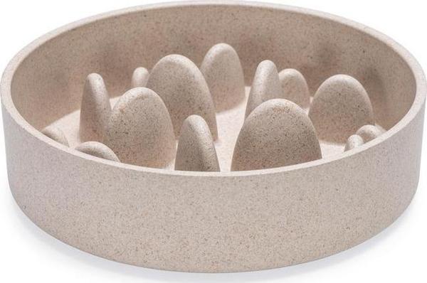 Beeztees DBL Köpek Yavaş Besleme Mama Kabı, Bambu, Bej, 17cm, 800ml - Image 1