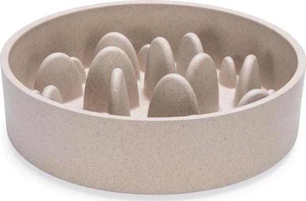 Beeztees DBL Köpek Yavaş Besleme Mama Kabı, Bambu, Bej, 21cm, 1430ml - Image 1