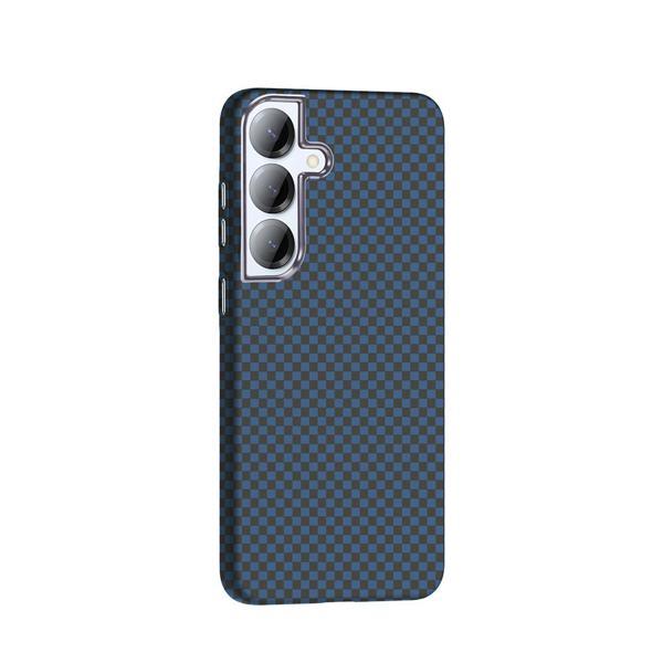 Galaxy S25 Kılıf M-safe Şarj Özellikli Karbon Fiber Görünümlü Gros Kapak Lacivert - Image 1