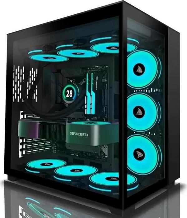 AMANSON ATX Mid Tower Çift Temperli Camlı Oyun Bilgisayarı Kasası BLACK - Image 1