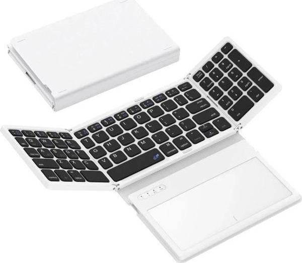 GEODMAER Büyük Touchpad Katlanabilir Bluetooth Klavye Black-White - Image 1
