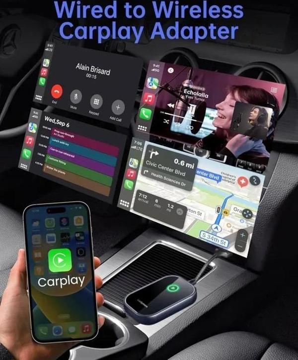 Luckymore Kablosuz Carplay Adaptörü Dark Stone - Image 1