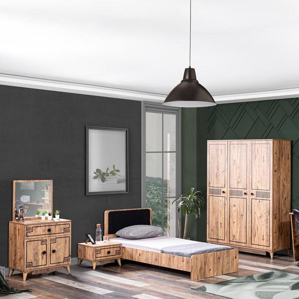 Atlantik Genç Odası - 3 Kapılı Dolap, Karyola, Komodin, Şifonyer - Image 1