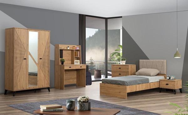 Noce Genç Odası - 3 Kapılı Dolap, Karyola, Komodin, Masa, Şifonyer - Image 1