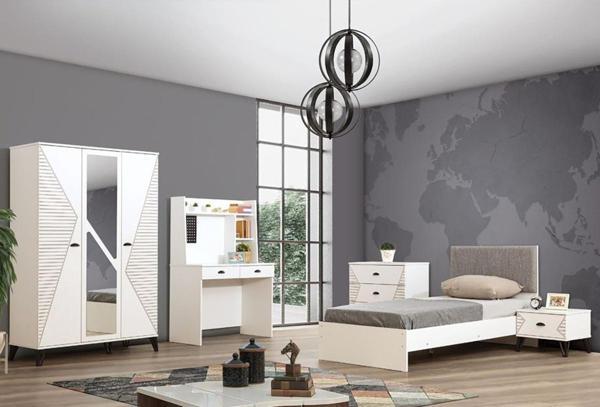 Safir Genç Odası - 3 Kapılı Dolap, Karyola, Komodin, Şifonyer, Masa - Image 1