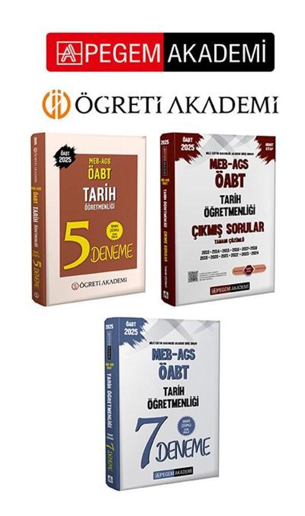 PEGEM AKADEMİ 2025 MEB AGS ÖABT Tarih Öğretmenliği Tamamı Çözümlü 5 Deneme + 2025 MEB-AGS-ÖABT Tarih - Pegem Akademi Yayıncılık - Image 1