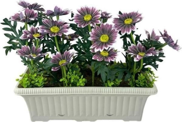 Yapay Çiçek Mürdüm Papatya Küpeşte Askılı Saksıda Balkon Vaha Çiçeği Çiçek Sepeti - Image 1