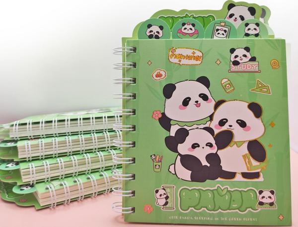 Sevimli Panda Ayraçlı A5 Not Defteri (14x18 cm) - Panda Ailesi - Image 1