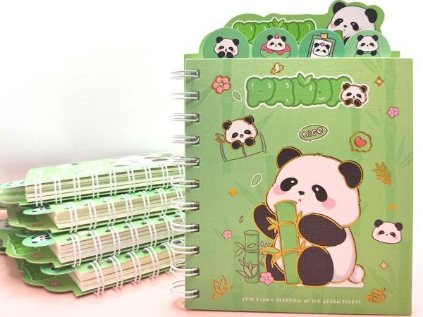 Sevimli Panda Ayraçlı A5 Not Defteri (14x18 cm) - Panda ve Bambu - Image 1