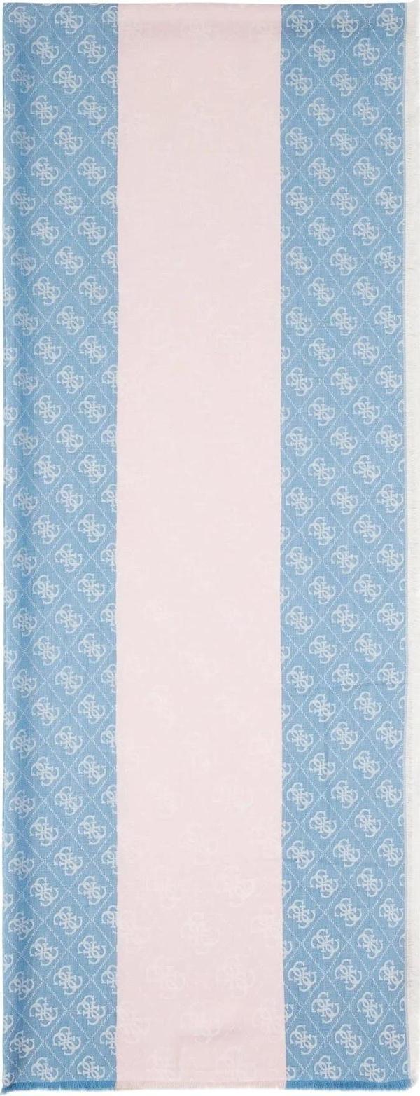 Guess Kadın Mavi Mürdüm Viskon Logolu Şal 65x180 - Image 1