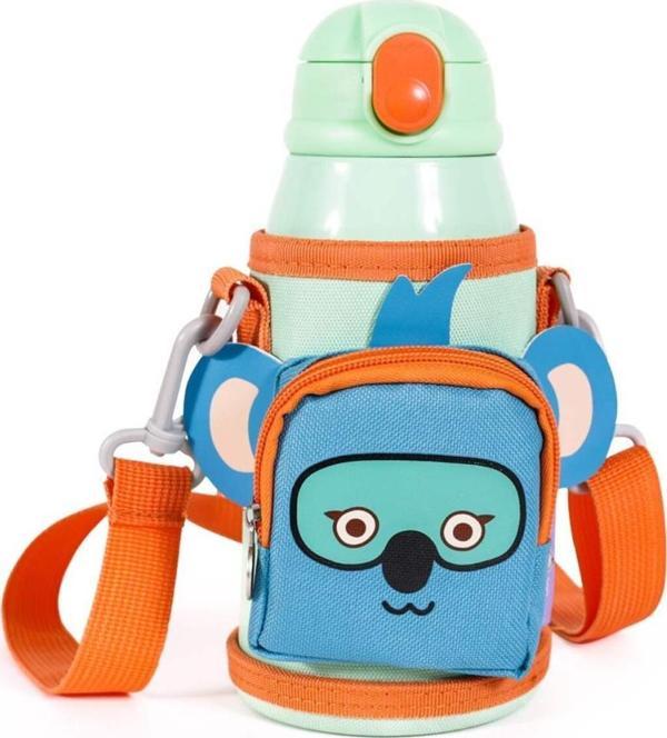 Milk&Moo Çelik Çocuk Matarası Çantalı Jungle Friends 550 ml - Image 1