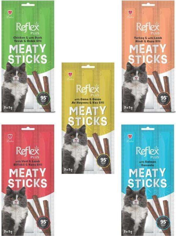 Reflex Stick Kedi Ödül Maması Kedi Ödül Çubuğu Set 5 Paket (3x5gr) - Image 1