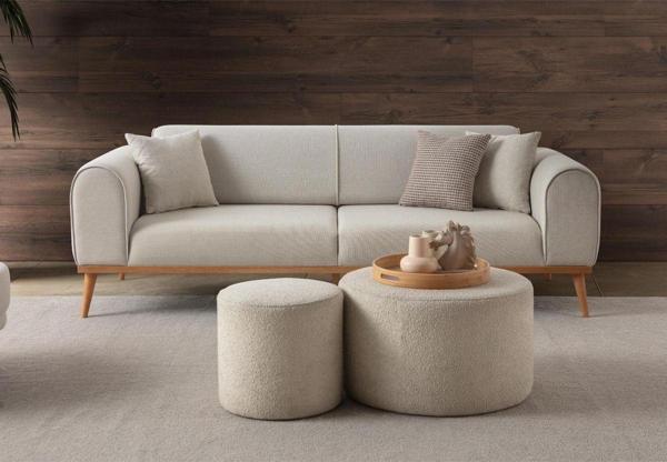 Edsy Home Rebul 3'Lü Koltuk Krem - Image 1