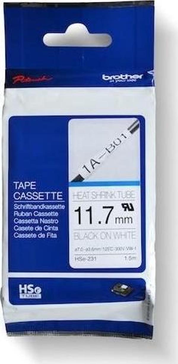 Brother P-Touch Hse-231 12 Mm Beyaz Üzerine Siyah Isı İle Daralan Laminasyonlu Etiket - Image 1