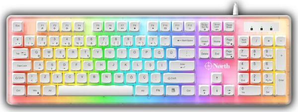 North Paladin Mekanik Hisli Türkçe Rgb Beyaz Premium Gaming Kablolu Klavye - Image 1