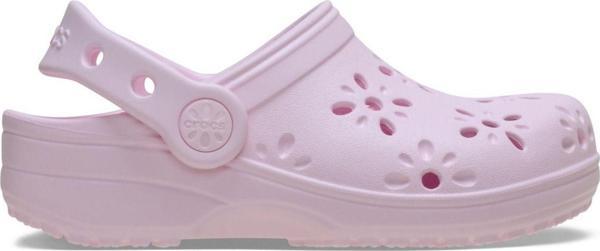 Classic Floral Cut Out Clog T Pembe Çocuk Terlik - Image 1