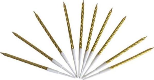 Burgulu Pasta Mumu Altın Renkli  10 Lu 12 cm - Image 1
