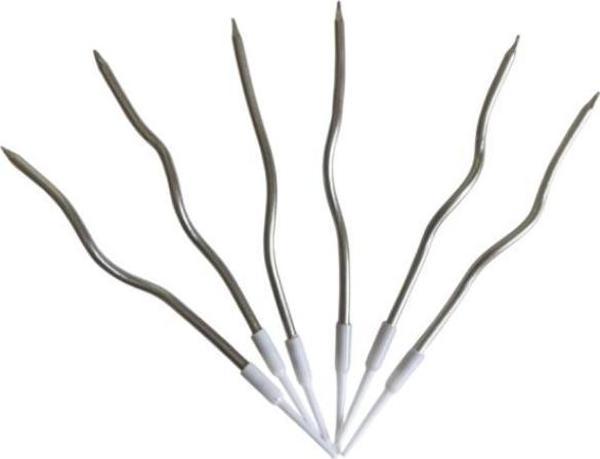 Eğik Pasta Mumu Gümüş Renkli  6 lı 14 cm - Image 1