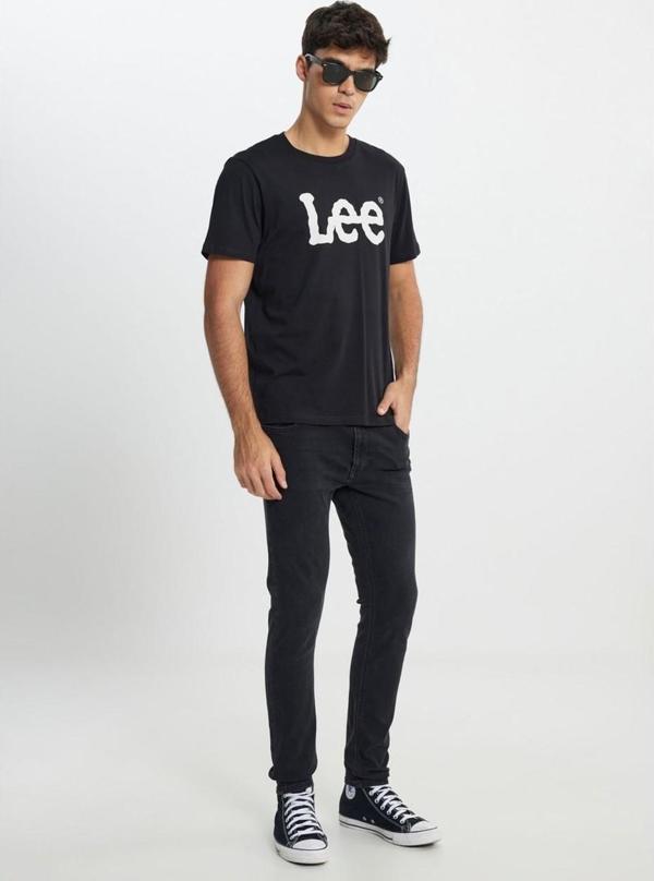 Lee Bisiklet Yaka Siyah Erkek T-Shirt ML65QAI01 Regular Fit Grafik - Image 1