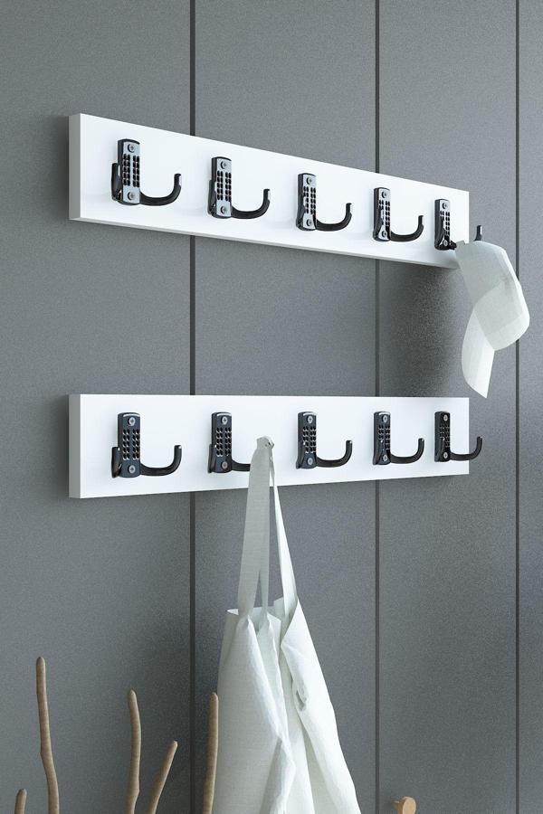 İKİLİ Portmanto Duvar Askılığı Elbise Askılığı Beyaz ASKI-002-1 - 50 cm - Image 1