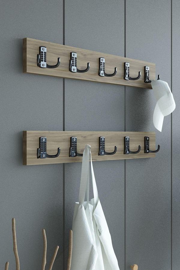 İKİLİ Portmanto Duvar Askılığı Elbise Askılığı Ceviz ASKI-002-2 - 50 cm - Image 1