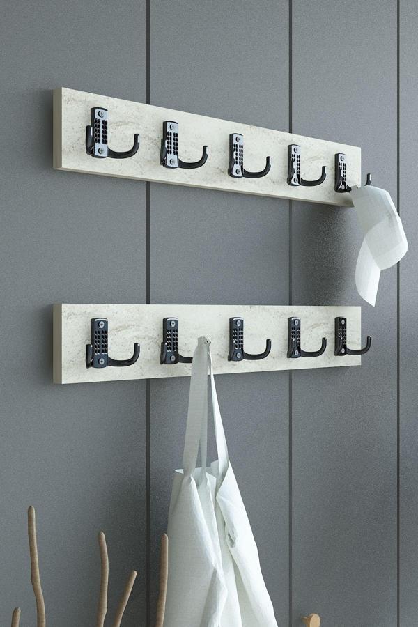İKİLİ Portmanto Duvar Askılığı Elbise Askılığı Traverten ASKI-002-8 - 50 cm - Image 1