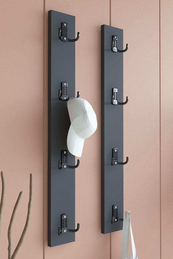 Portmanto Duvar Askılığı Elbise Askılığı Antrasit ASKI-011-4 - 75 cm - Image 1