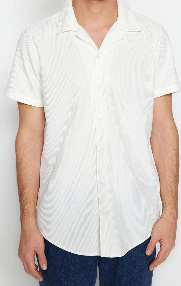 Moda Erkek Apaş Yaka Düz Desen Günlük Regular Fit Apaş Yaka Yazlık Gömlek - Image 1