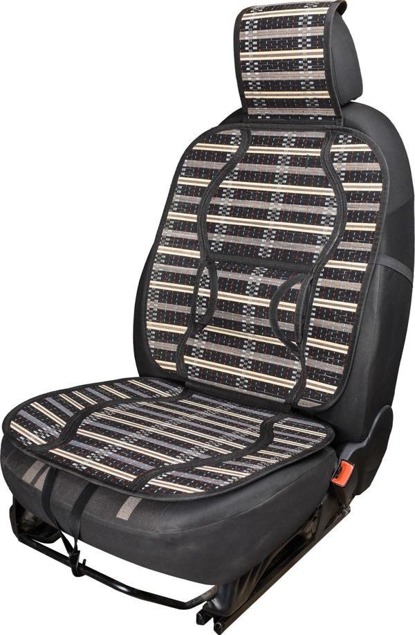 Oto Hasır Bambu Minder Ön Siyah İkili Takım Bel Destekli Terletmez WF-1819-BK - Image 1