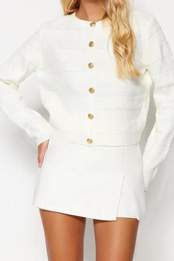 Kadın Modern Tarz Regular Bisiklet Yaka Regular Triko Hırka - Image 1