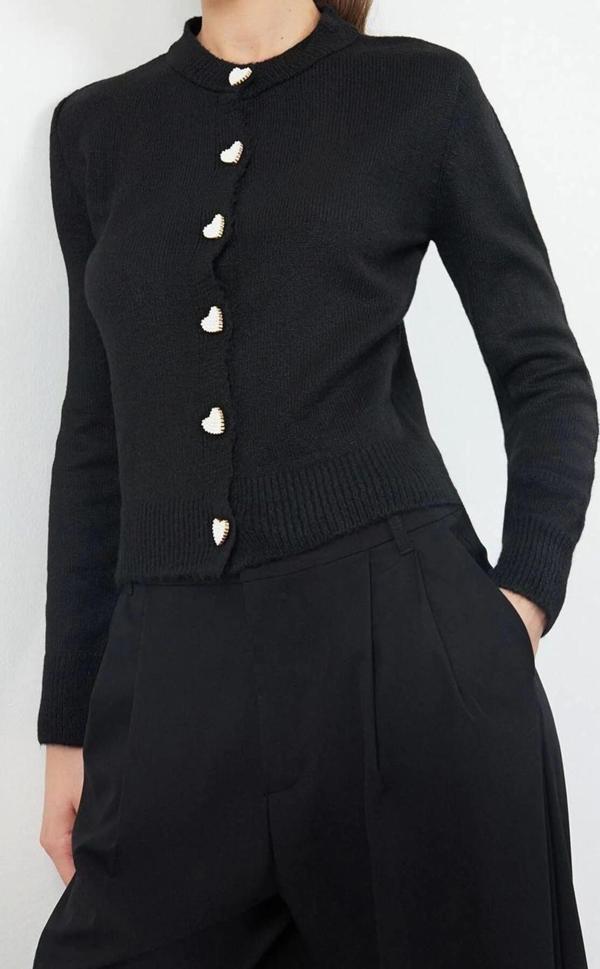 Kadın Modern Tarz Regular Bisiklet Yaka Regular Triko Hırka - Image 1