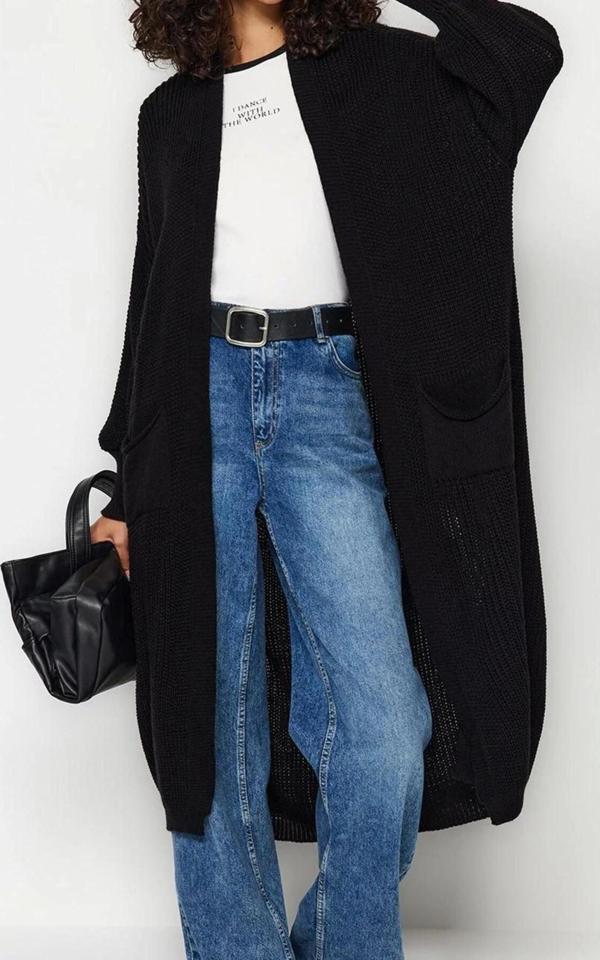 Kadın Modern Tarz Regular V Yaka Uzun Triko Hırka - Image 1