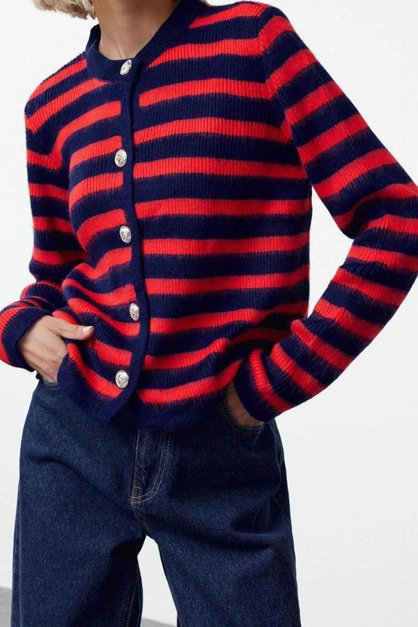 Kadın Modern Tarz Slim Bisiklet Yaka Regular Triko Hırka - Image 1