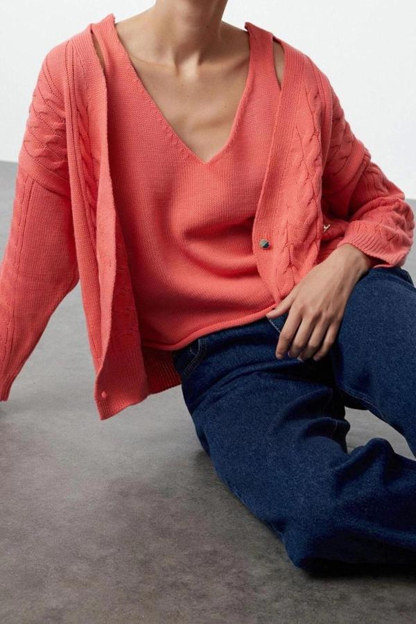 Kadın Modern Tarz Regular Kruvaze Regular Triko - Image 1